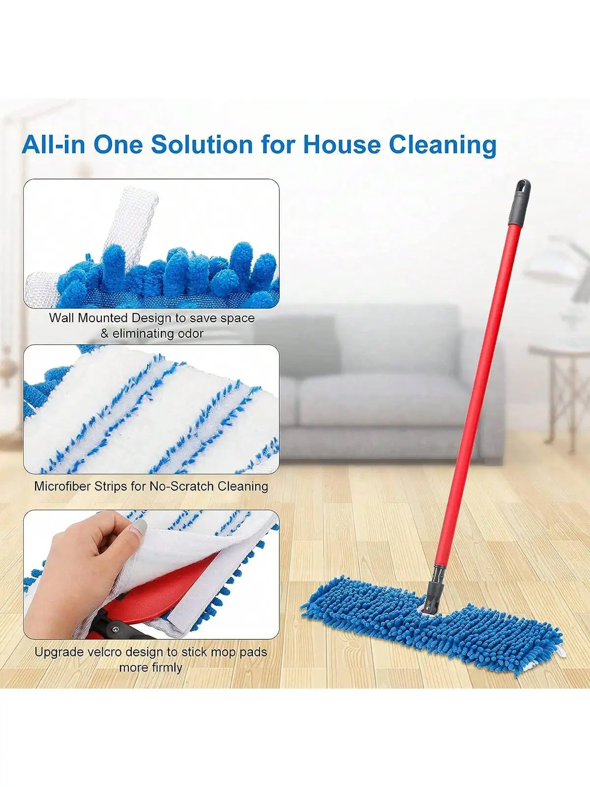 3 Packs Microfiber Mop Refills Compatible with O-Cedar and Vileda, Replacement Mop Heads for Dry/Wet Use Machine Washable