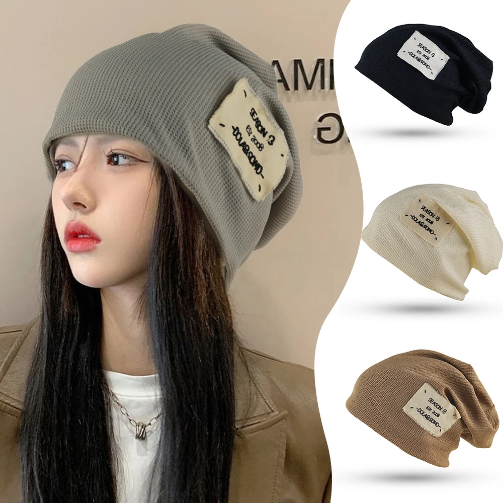 Outdoor Unisex Autumn Winter Warm Beanies Hat Solid Color Baggy Slouchy Fordable Skullies Hat Men Women Cold-proof Bonnet Caps