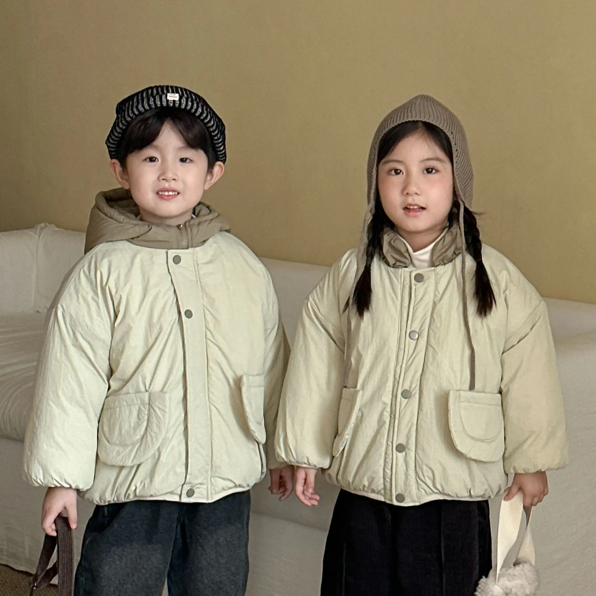 

Children's Winter Clothes 2025 Solid Thicken Warm Kids Baby Girl Parkas Add Fleece Toddler Boys Jacket Little Boy Outerwear Coat