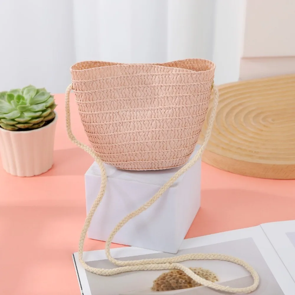 

Coin Purse Straw Straw Bag Shell Shape Handmade Summer Beach Bag Shoulder Bags Kid Children