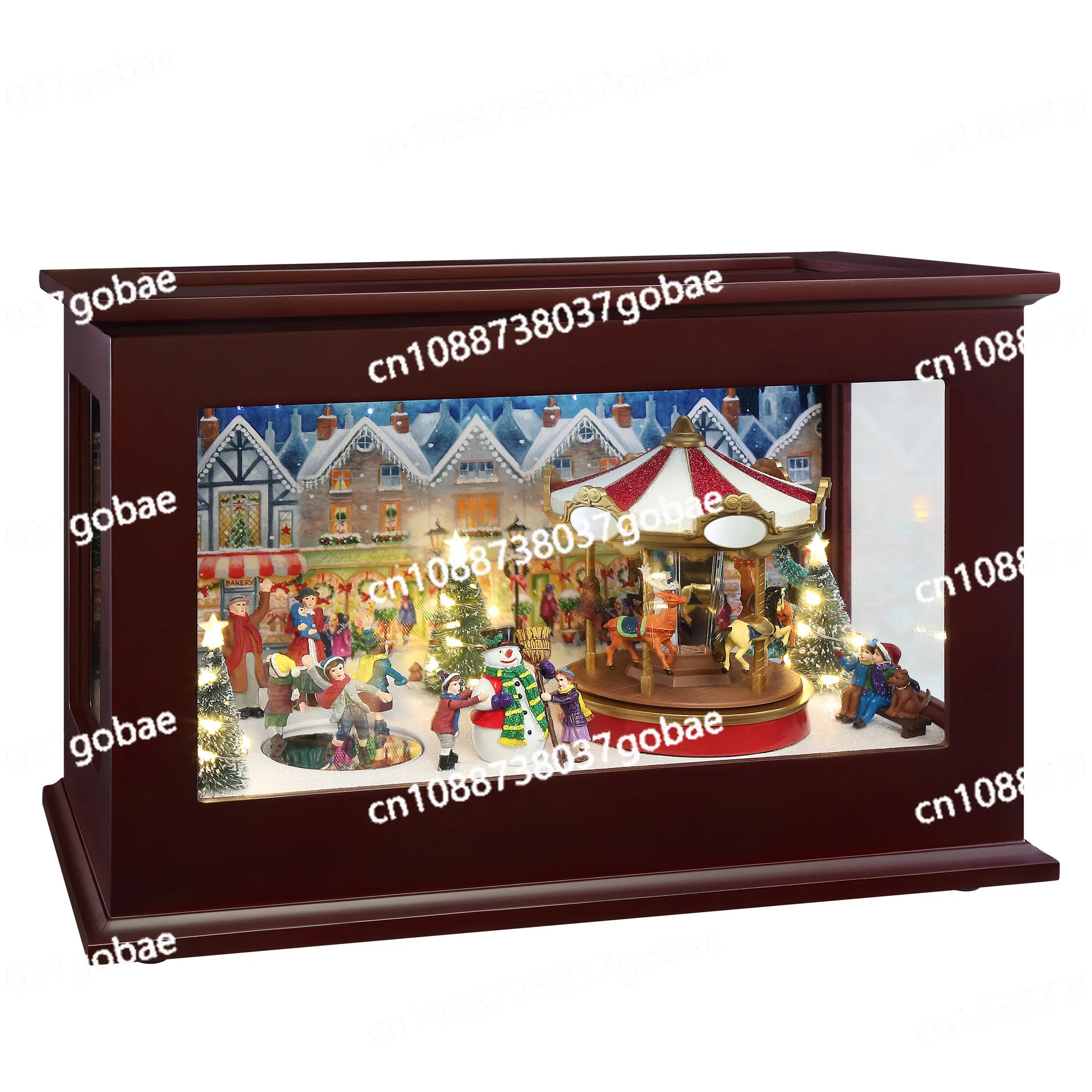 Christmas Wooden Music Box Rotating Music Box Birthday