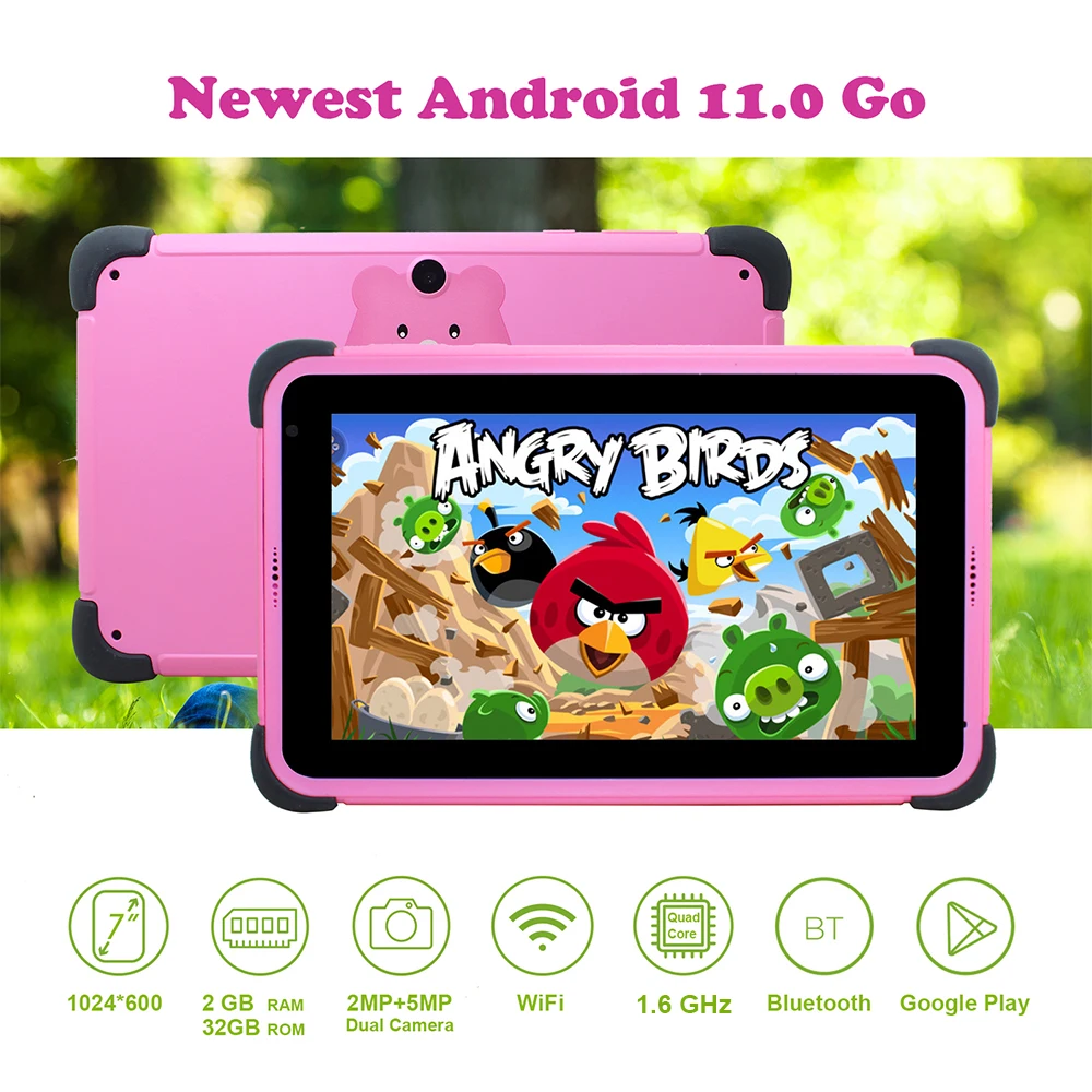 Weelikeit 7'' Tablet für Kinder Android 11,0 1024X600 IPS Kinder Tablet für Studie 2GB 32GB Quad-Core-Kinder eltern Control APP