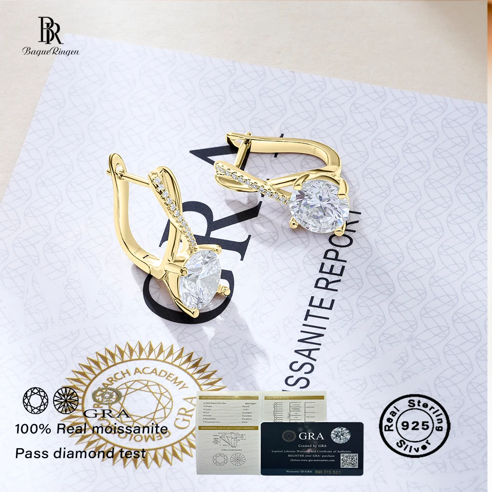 

2ct 8mm Four Claw round Moissanite 925 sterling silve Drop Earrings for Women Elegant Wedding Fine Jewelry for Dating Gift