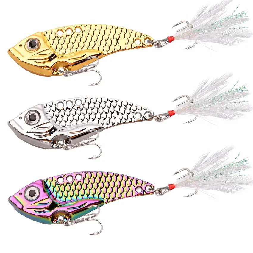 3Pcs Metal All Water Layer Throw Colorful Vibration 5g-15g VIB Sequin Fishing Artificial Bass Bait Special Bait for Tremor Bait