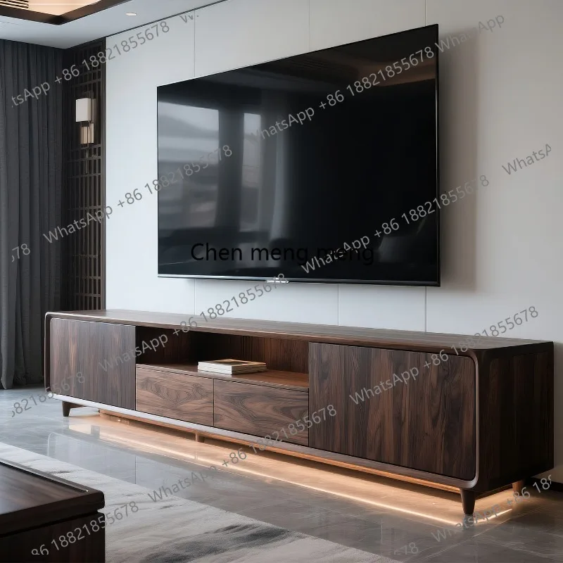 

North American black walnut TV cabinet Chinese all-solid wood TV cabinet Household living room storage cabinet
