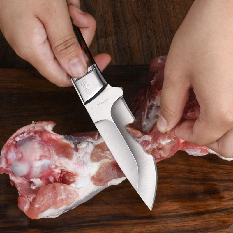 Kitchen Meat Cleaver Butcher Bone Boning Knife Utility Knives Stainless Steel Sharp Hand Meat Pocket Fruit Knife with Cover BBQ