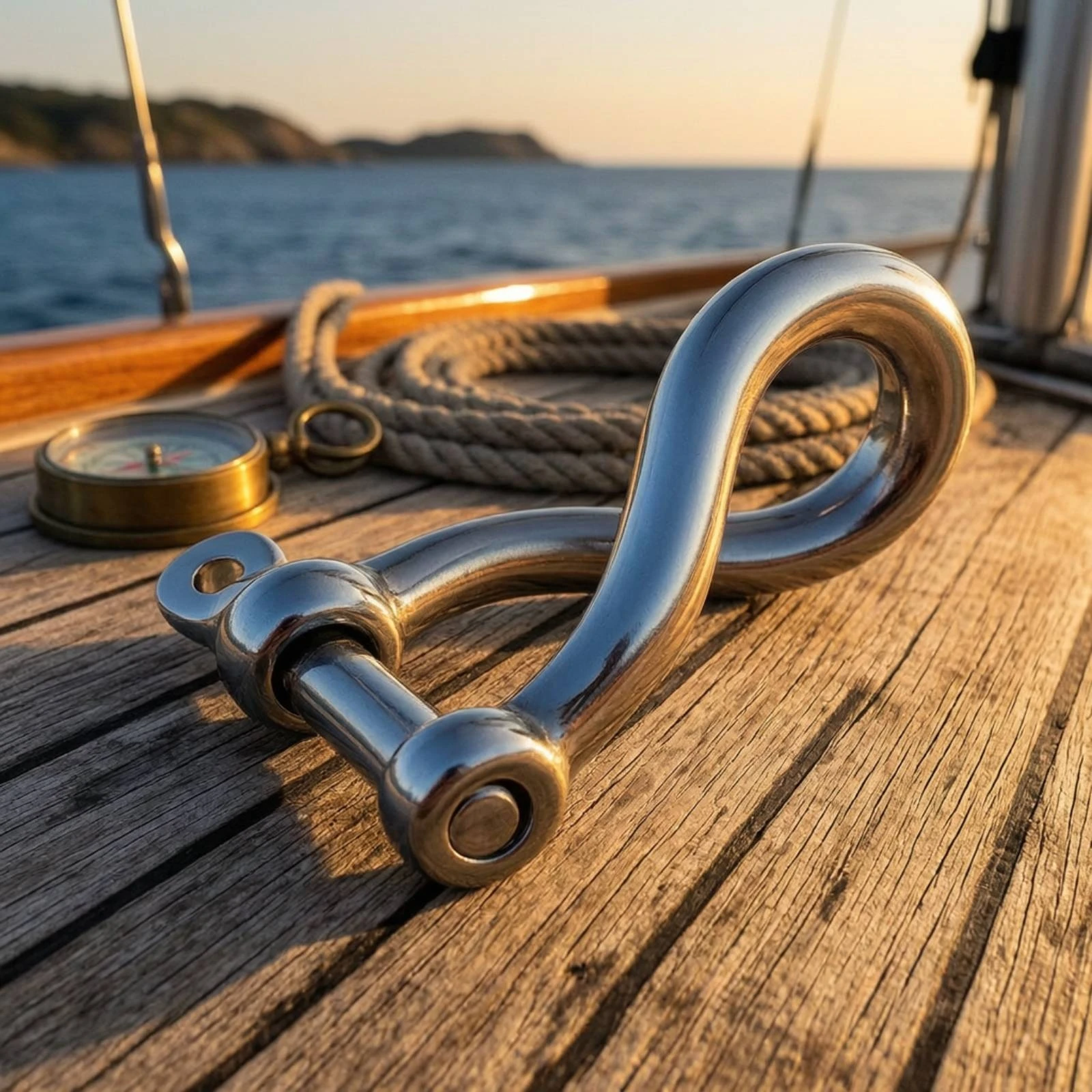 Bow Shackle with Screw Pin Polished Screw Pin Shackle Hardware Heavy-Duty Multi-Purpose for Boaters, Boats, Rigging