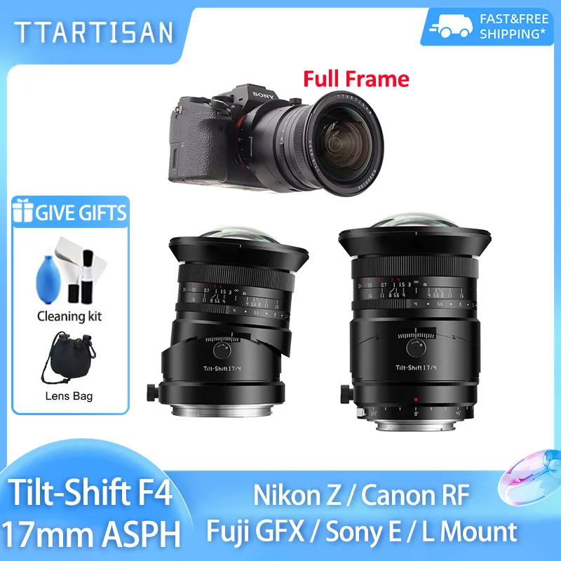 

TTArtisan 17mm F4 ASPH Full frame Ultra Wide Angle Tilt-Shift Lens for Sony E A7III Nikon Z Z6 Canon RF Fujifilm GFX L Mount