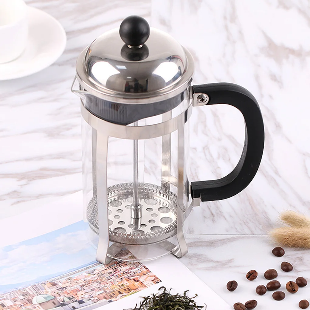 

Coffee Maker Stainless Steel Glass Tea Pot Manual Press Coffee Container Home Kitchen Supplies, 600ML