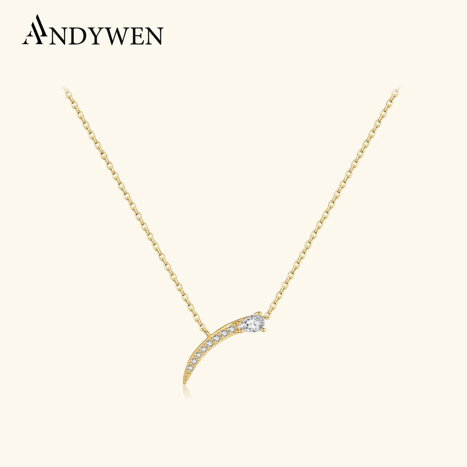 

ANDYWEN, стерлинговое серебро 925 пробы, грушевидная форма, круглый циркон, CZ, длинная цепочка, ожерелье, женское роскошное ожерелье 2025, изысканные ювелирные изделия, подарок