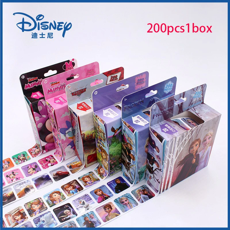 

200pcs Disney Roll Stickers Cartoon Princess Frozen Minnie Decals for Kids Reward Scrapbooking DIY Diary Luggage Graffiti Decora