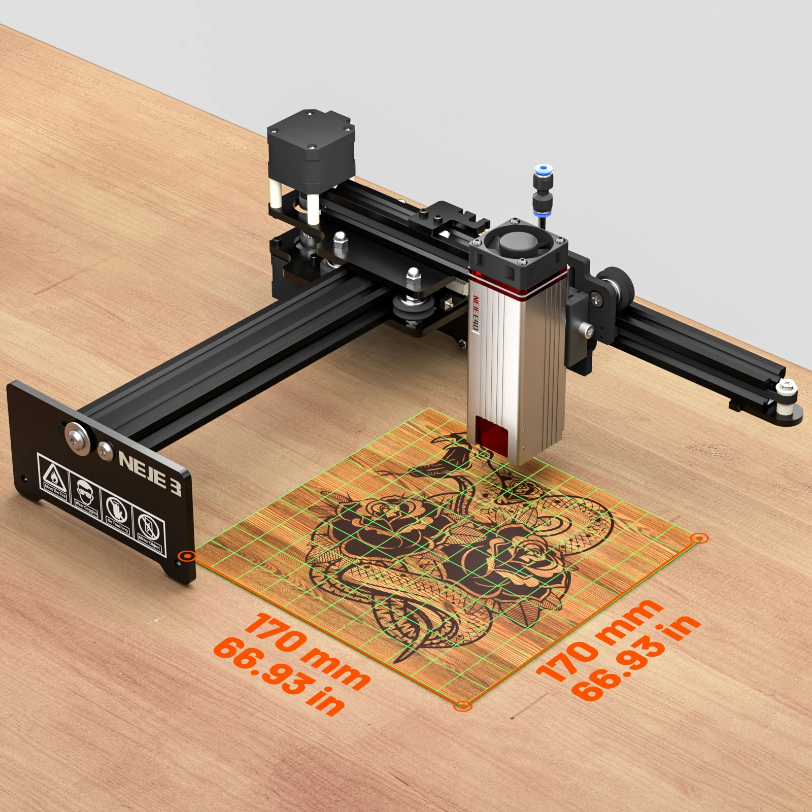 Imagem -03 - Neje Máquina de Gravação a Laser Cortador de Assistência a ar Roteador Cnc Lightburn Grbl Impressora de 32 Bit 40w 3