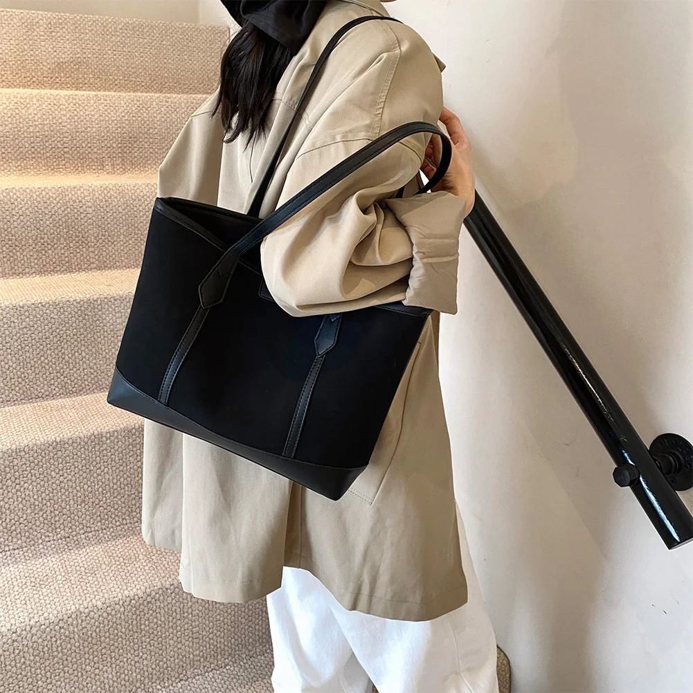 

Women Suede Tote Bag with Zipper Shoulder Bag Retro Underarm Bag Shopping Bag Commuter Bag