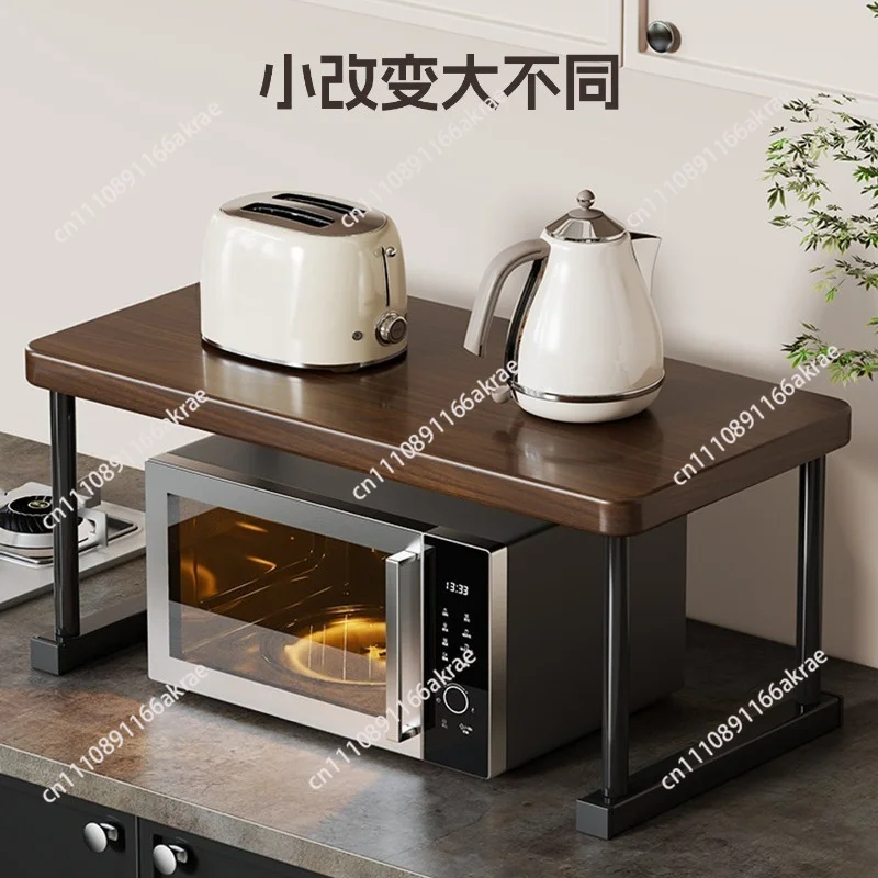 for Solid wood microwave oven rack kitchen household dish storage rack