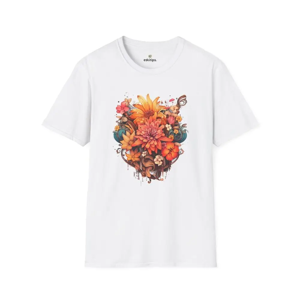 Vibrant Floral Symphony T-Shirt - Artistic Bloom Design For Men Women Summer Tees Cotton Luxury Brand Vintage Oversized