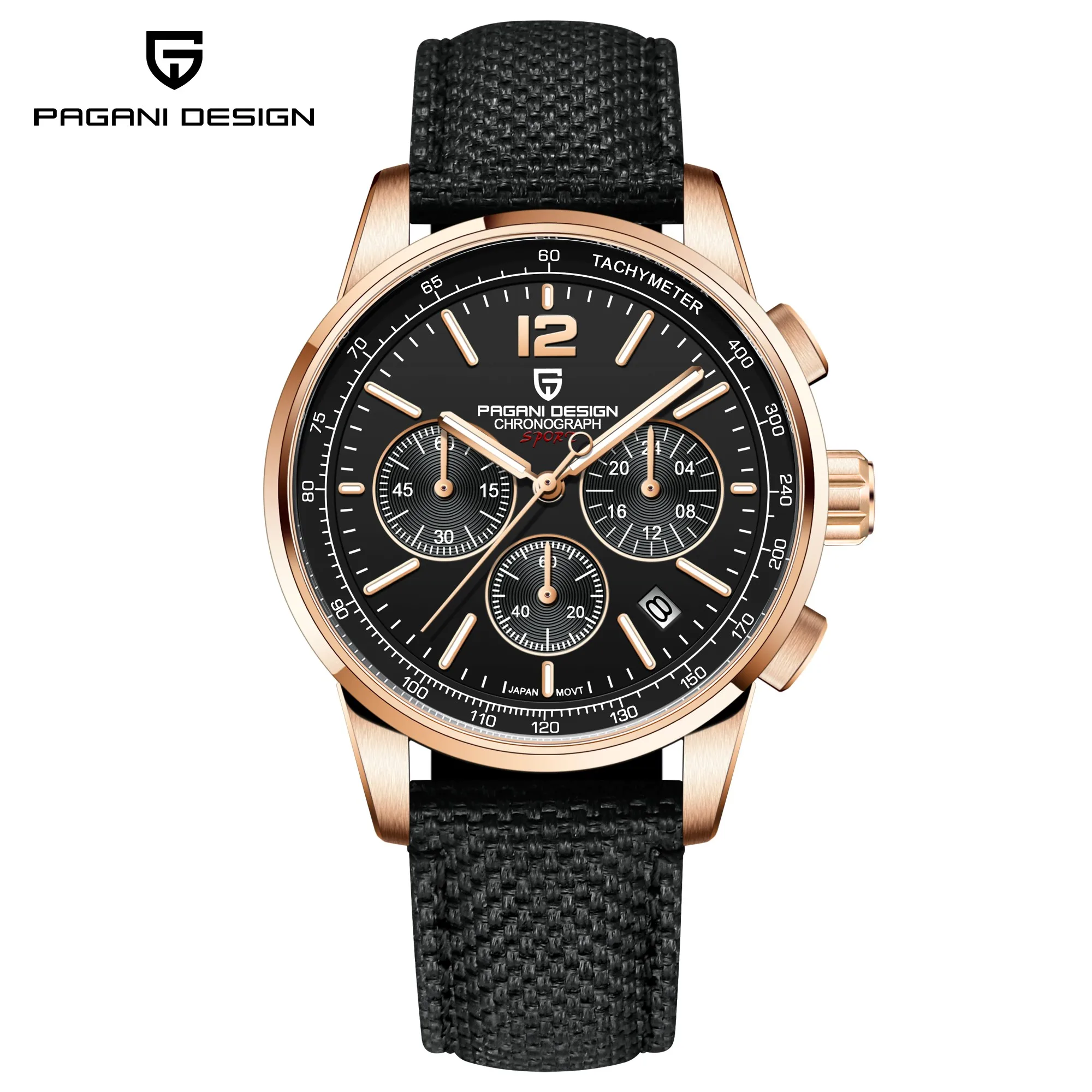 PAGANI DESIGN Quartz Watches for Men, VK63, Sports, Luxury, Sapphire Glass, Chronograph, Stainless Steel,Gift for Man
