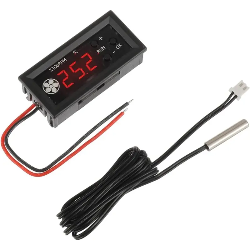 N34R-PWM 4-Wire Fan Speed Controller 12V 3A Temperature Control Module With Probe Digital Display Integrated Thermistor