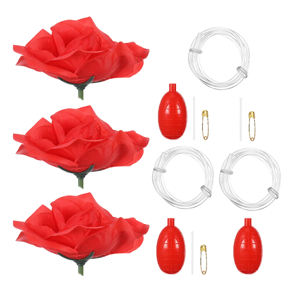 

3 Pcs Spoofed Squirting Breasts Funny Gag Flower Halloween Trick Toy Decor Roses Party Favors Plastic Office
