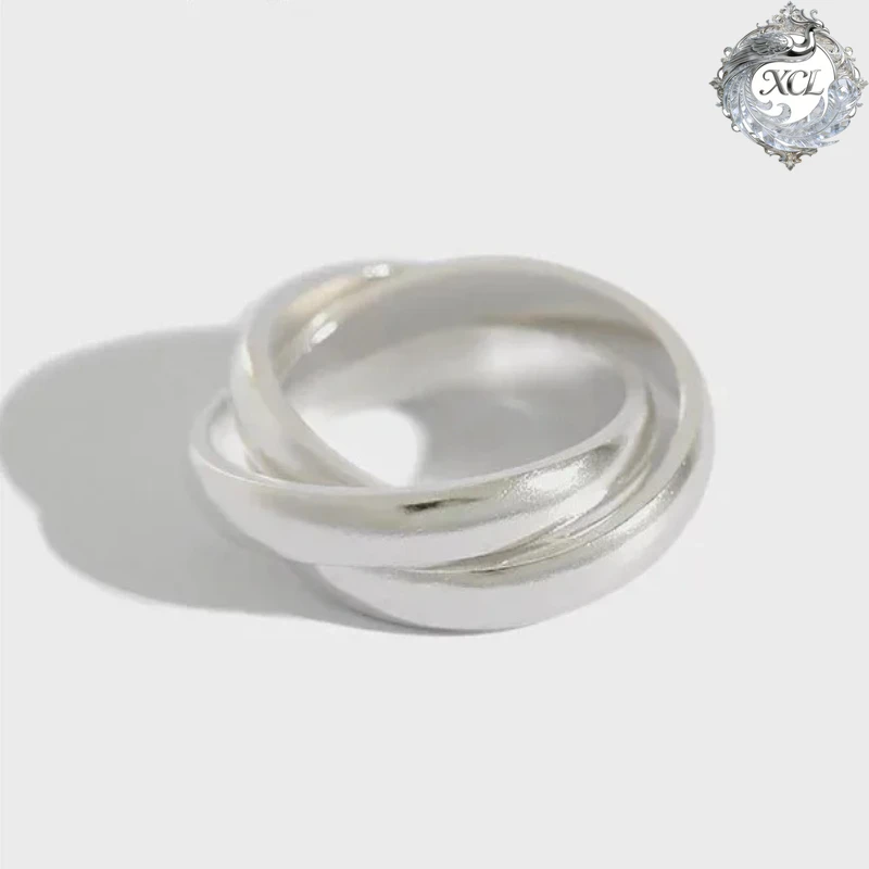 

Открытое кольцо XCL S925 из стерлингового серебра - матовое, с тремя кругами, в стиле INS, женские украшения