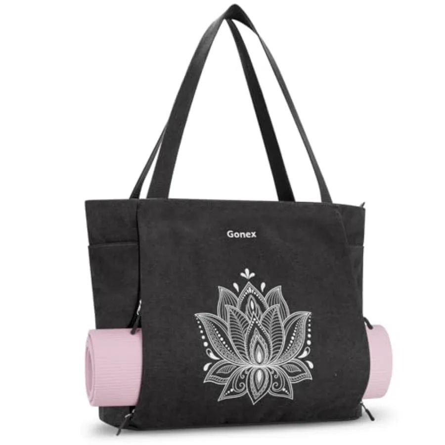 

Yoga Mat Bag Large Tote Bag with Multi Pockets for Women Men Canvas Mat Carrier Full Zipper Easy Access for Pilates Gym Travel