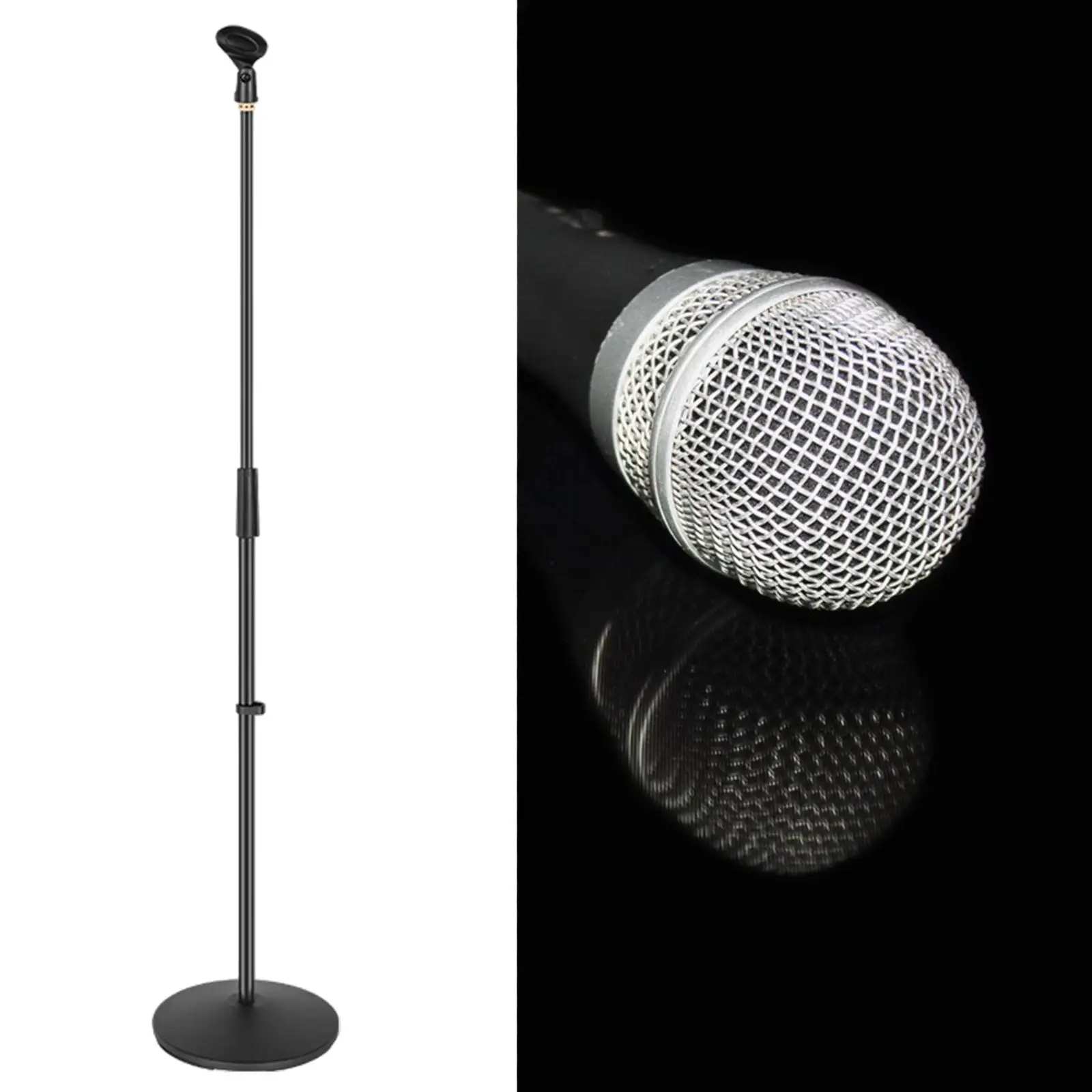 

Vertical Mic Stand Practical Parts Convenient Easy to Use Floor Mic Stand Disc Base for Meetings Studio Performance Live Singing