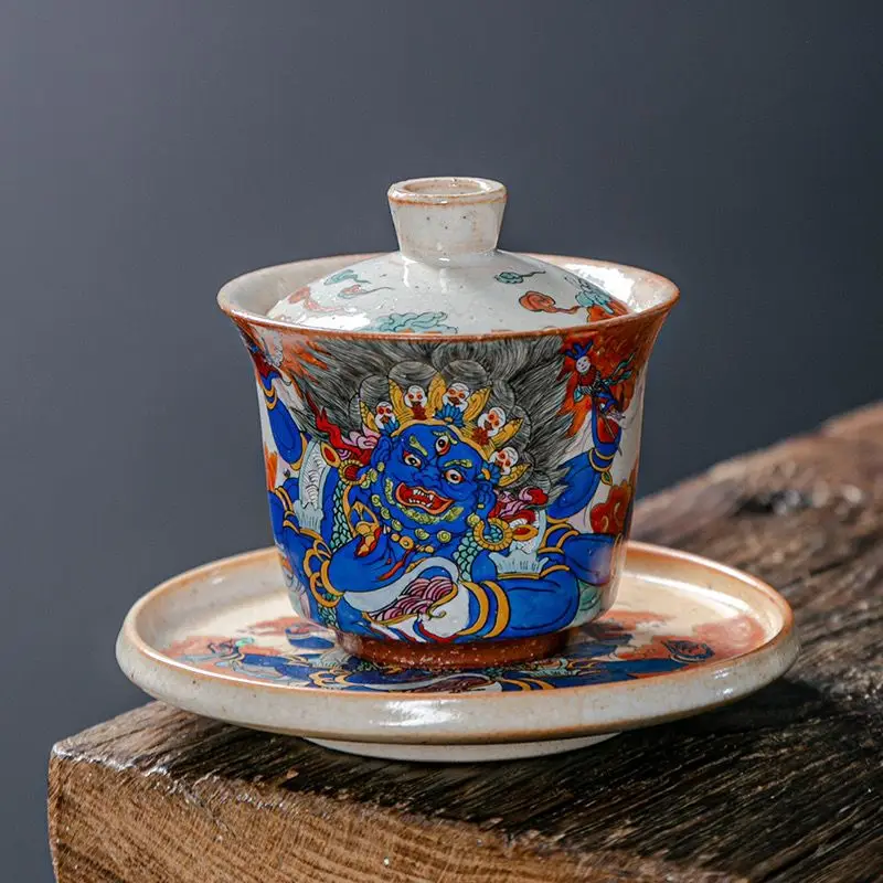 Master cup hand-painted, big black tea cup Jingdezhen handmade single cup high-end cover bowl