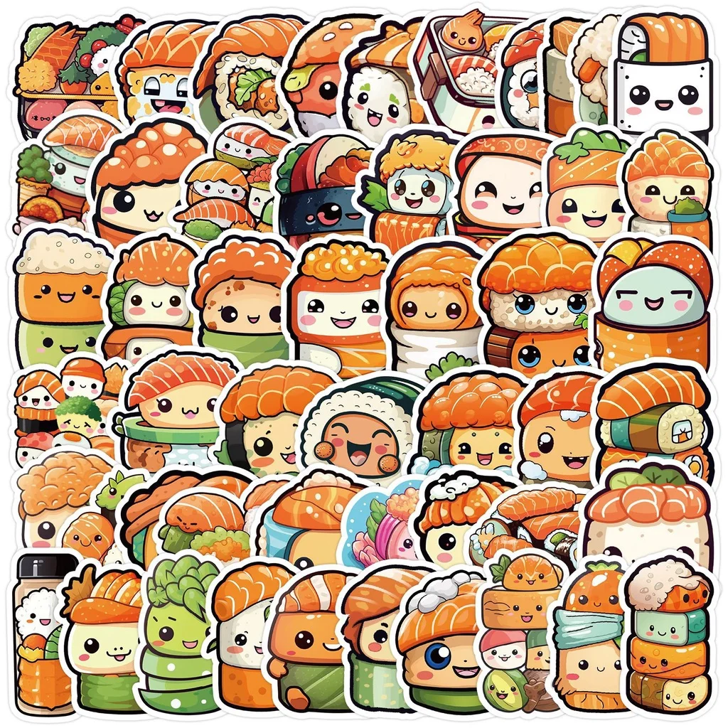 50PCS Neue Kawaii Cartoon Sushi Wasserdichte Graffiti Aufkleber für Helm Hand Konto Bleistift Fall Aufkleber BulingBulingStickers Shop