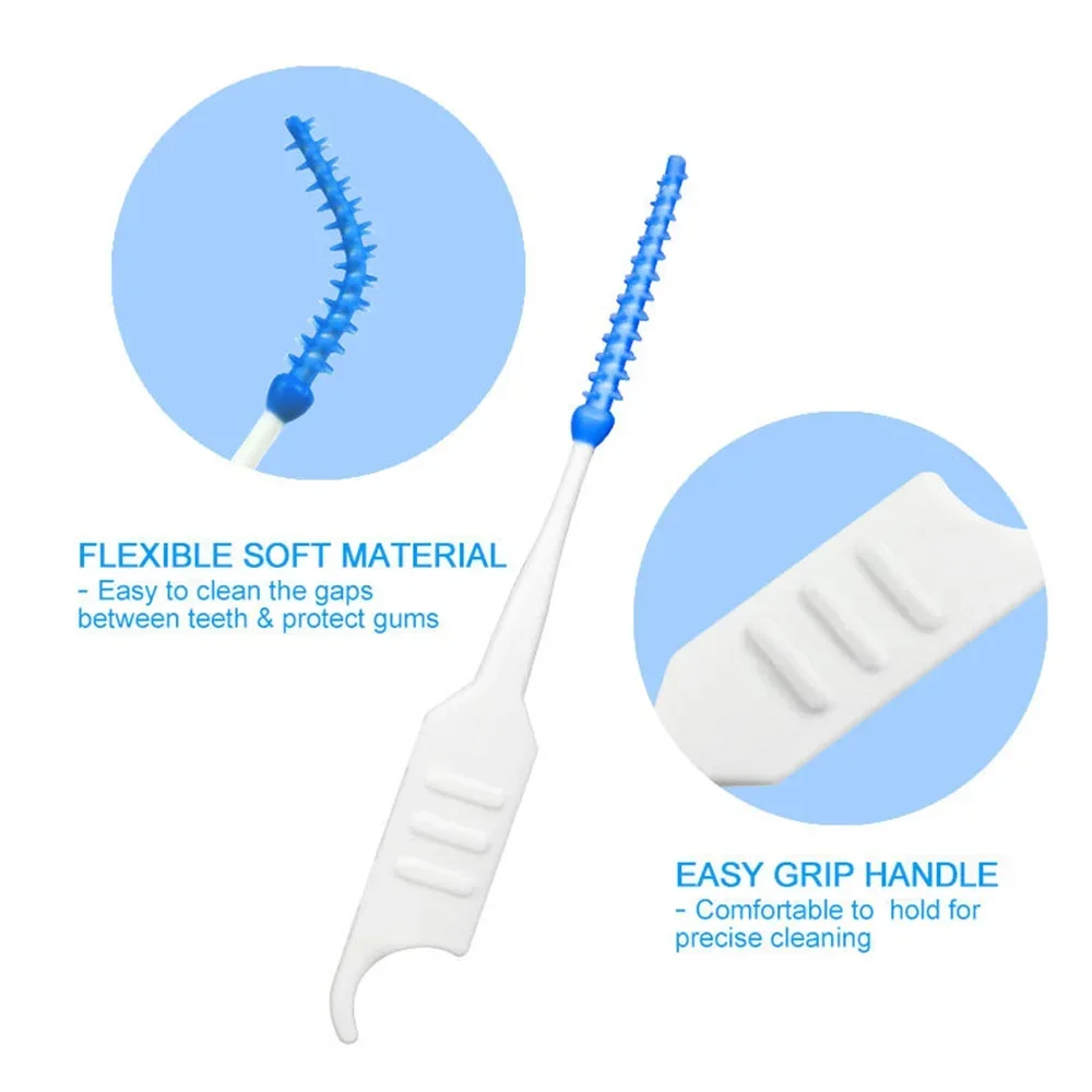 Soft Silicone Dental Floss Picks Interdental Toothbrushes 40pcs Teeth Cleaner for Plaque Removal Between Gums Oral Care Supplies