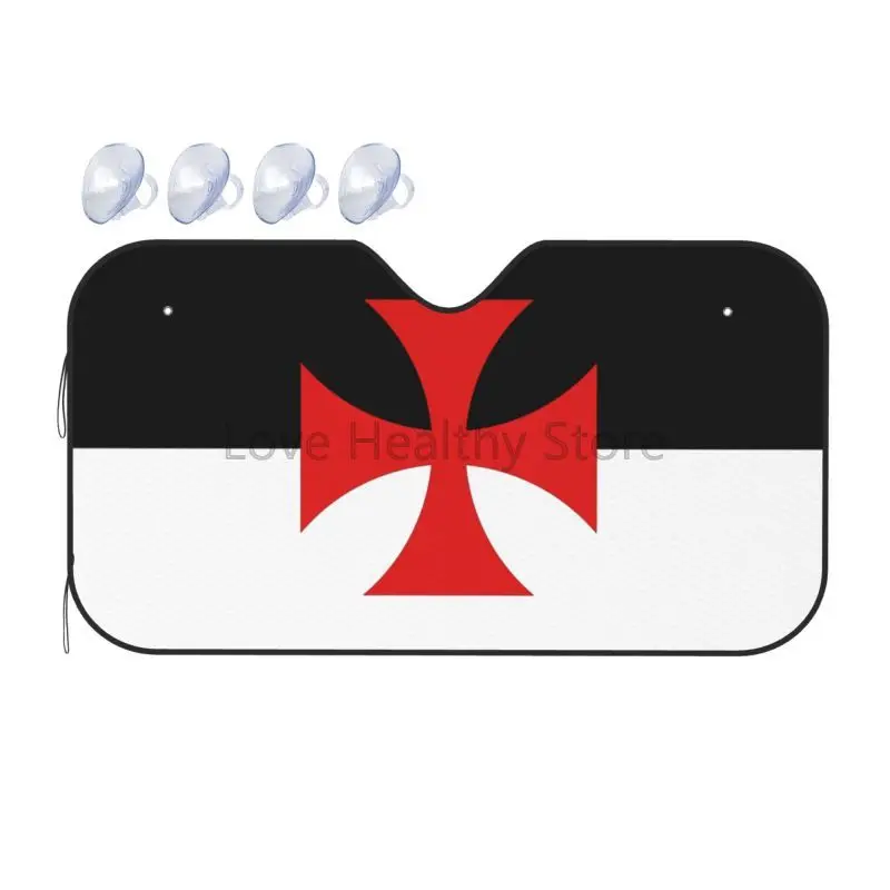 

Knights Templar Flag Car Windshield Sun Shade Foldable UV Ray Sun Visor Protector Sunshade To Keep Your Vehicle Cool 55x30 Inch