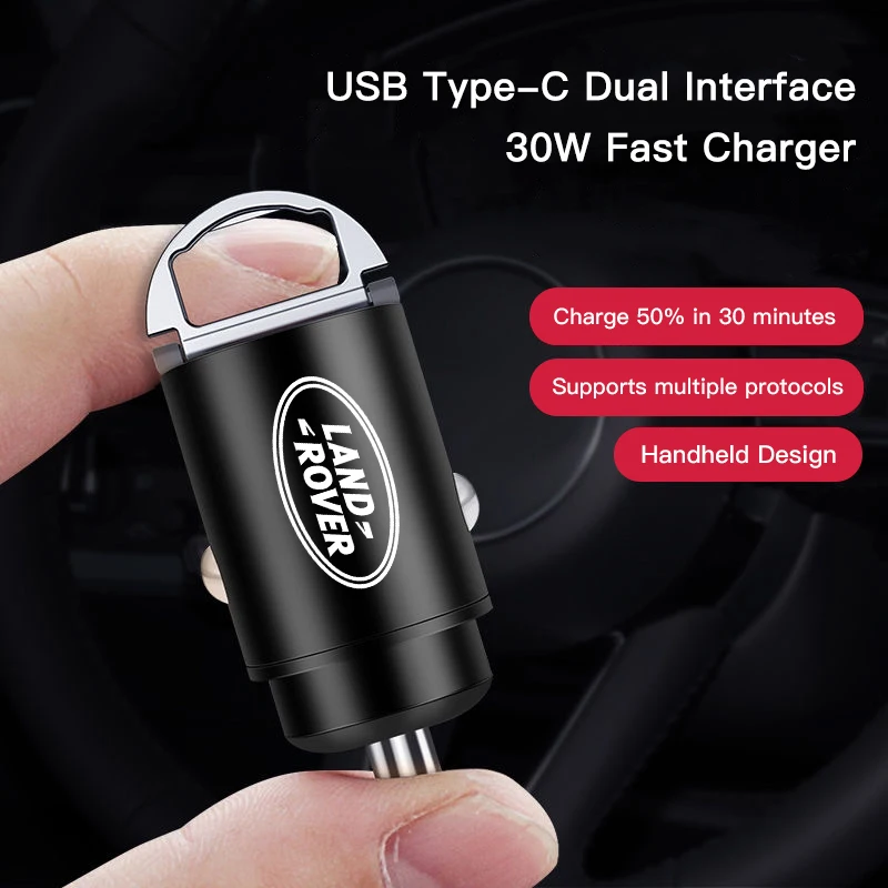 Invisible Mini Car 100W Charger USB Type-C Dual Interface For Land Rover Range Rover Evoque Velar Defender Discovery Freelander