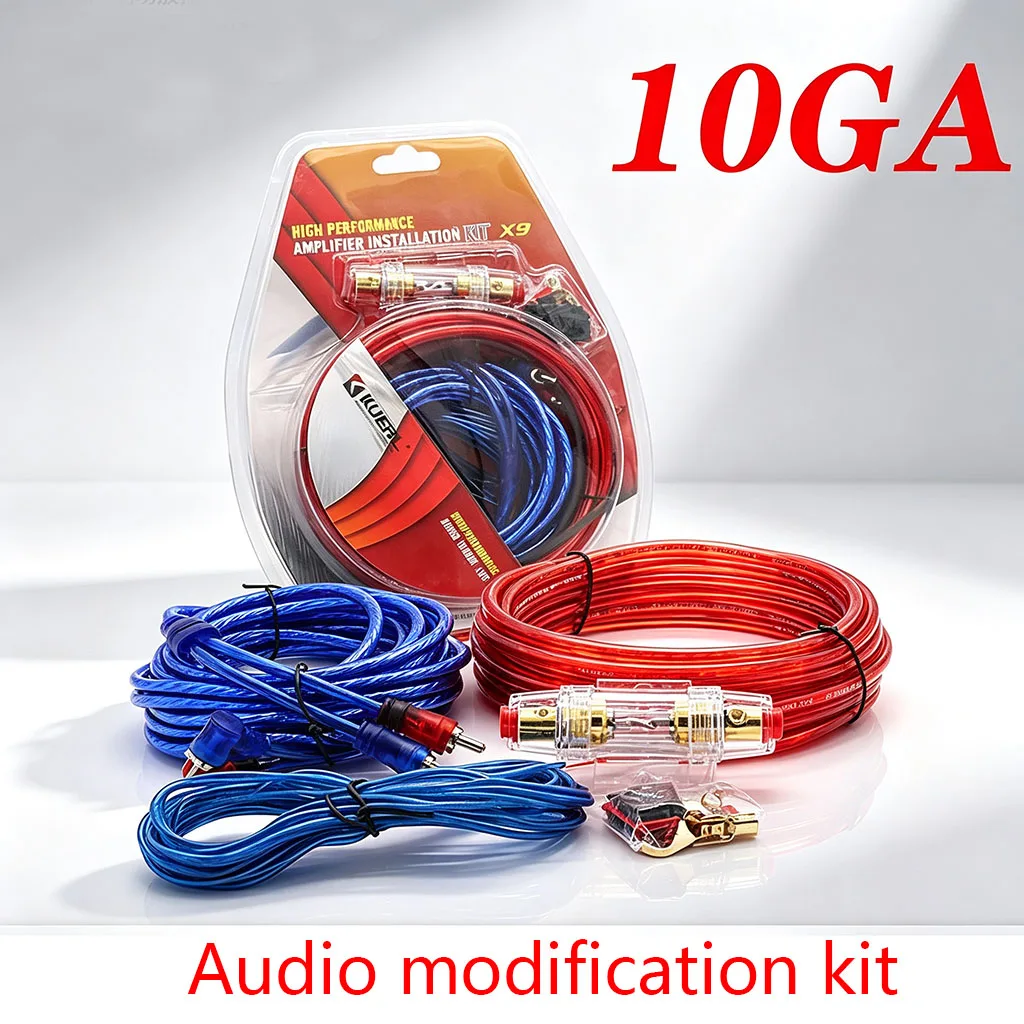 10GA Car Audio Speakers Wiring Kit with 60A Fuse Power Amplifier Modification Kit for Vehicle Auto Audio System
