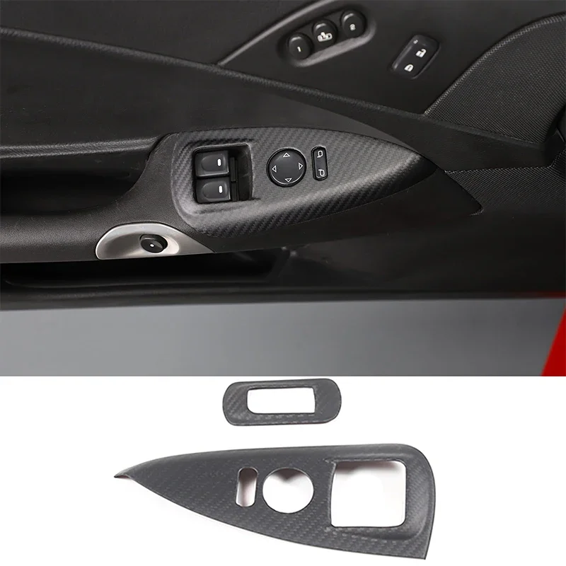 

For Chevrolet Corvette C6 2005-2013 Real carbon fiber Car Glass Lift Switch Button Frame Sticker Car Interior Accessories