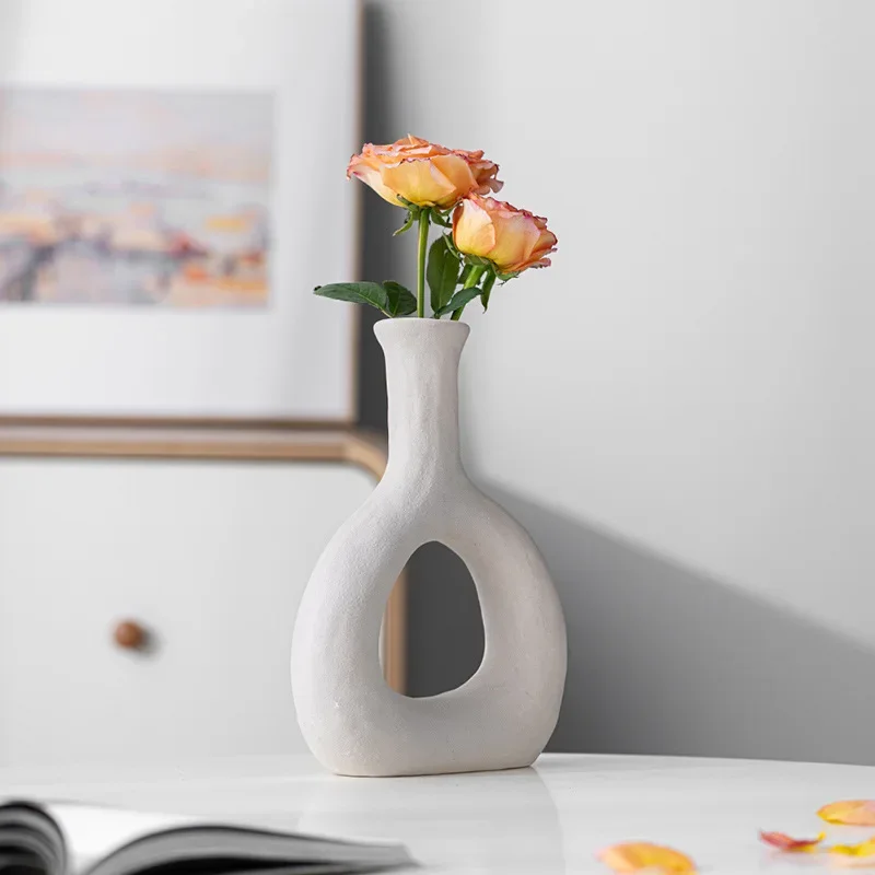 CAPIRON Hollow Vase Ceramic Pot for Pampas Grass Dried Flower Home Room Decoration Accessories
