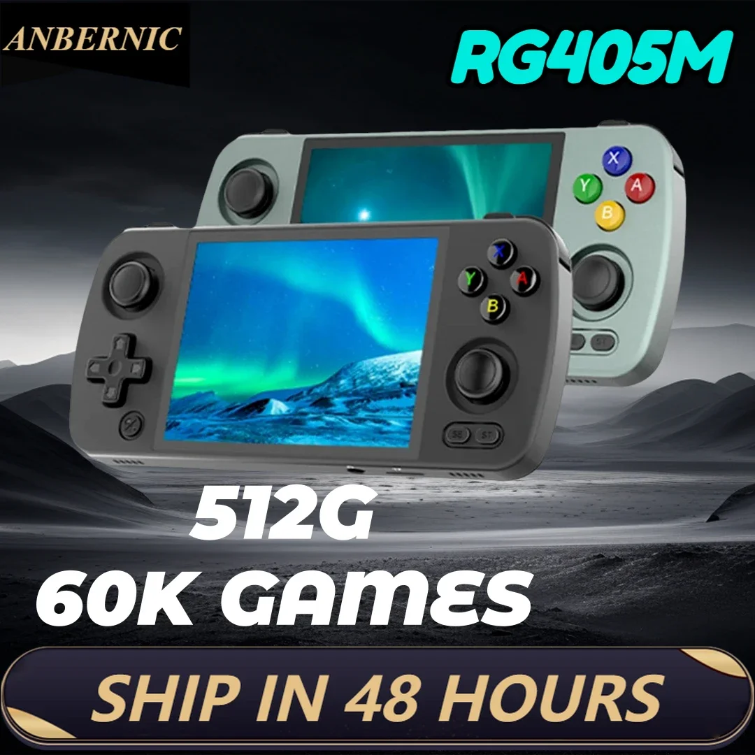 ANBERNIC RG405M 4inch IPS Touch Screen CNC/Aluminum Alloy Handheld Game Console T618Android 12 System OTA Upgrade 60000 Game HOT