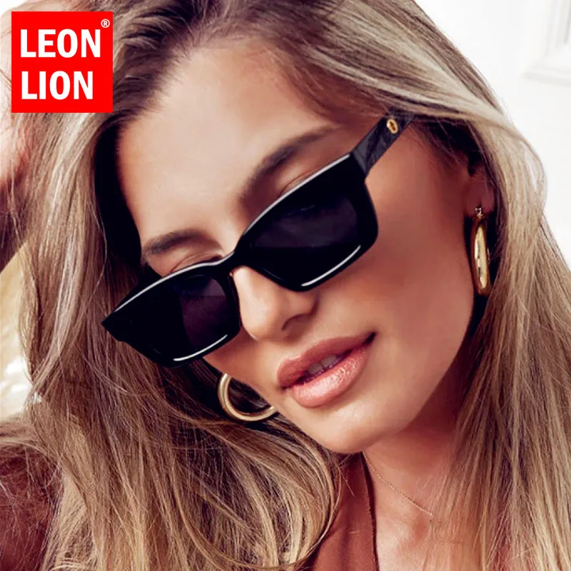 LeonLion 2023 Rectangle Retro Sunglasses Women Vintage Glasses Women/Men Luxury Eyewear Women Brand Designer Gafas De Sol Mujer