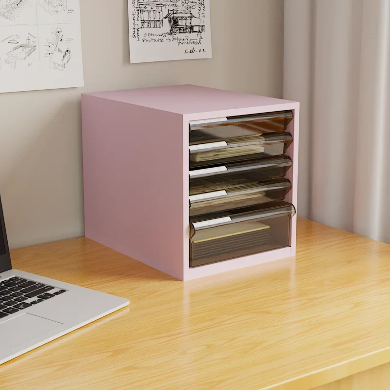 

Desktop File Cabinet Transparent Drawer File Cabinet Pink Cosmetics Jewelry Storage Cabinet Office A4 Data Classification