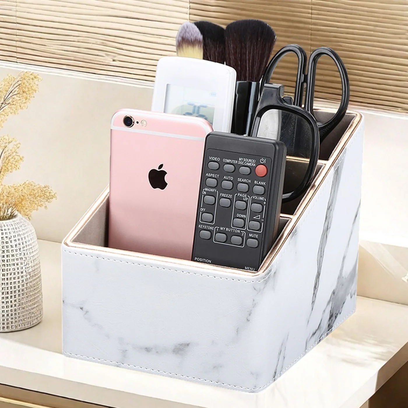 

Storage box, stone pattern desktop stationery, remote control finishing box, multi-functional leather pen holder