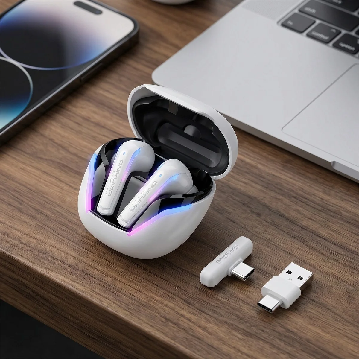 ONIKUMA T27 Wireless Earbuds Dual-mode Headset Independent Connection  with Touch Control 2.4Ghz Low Latency Stereo Bluetooth