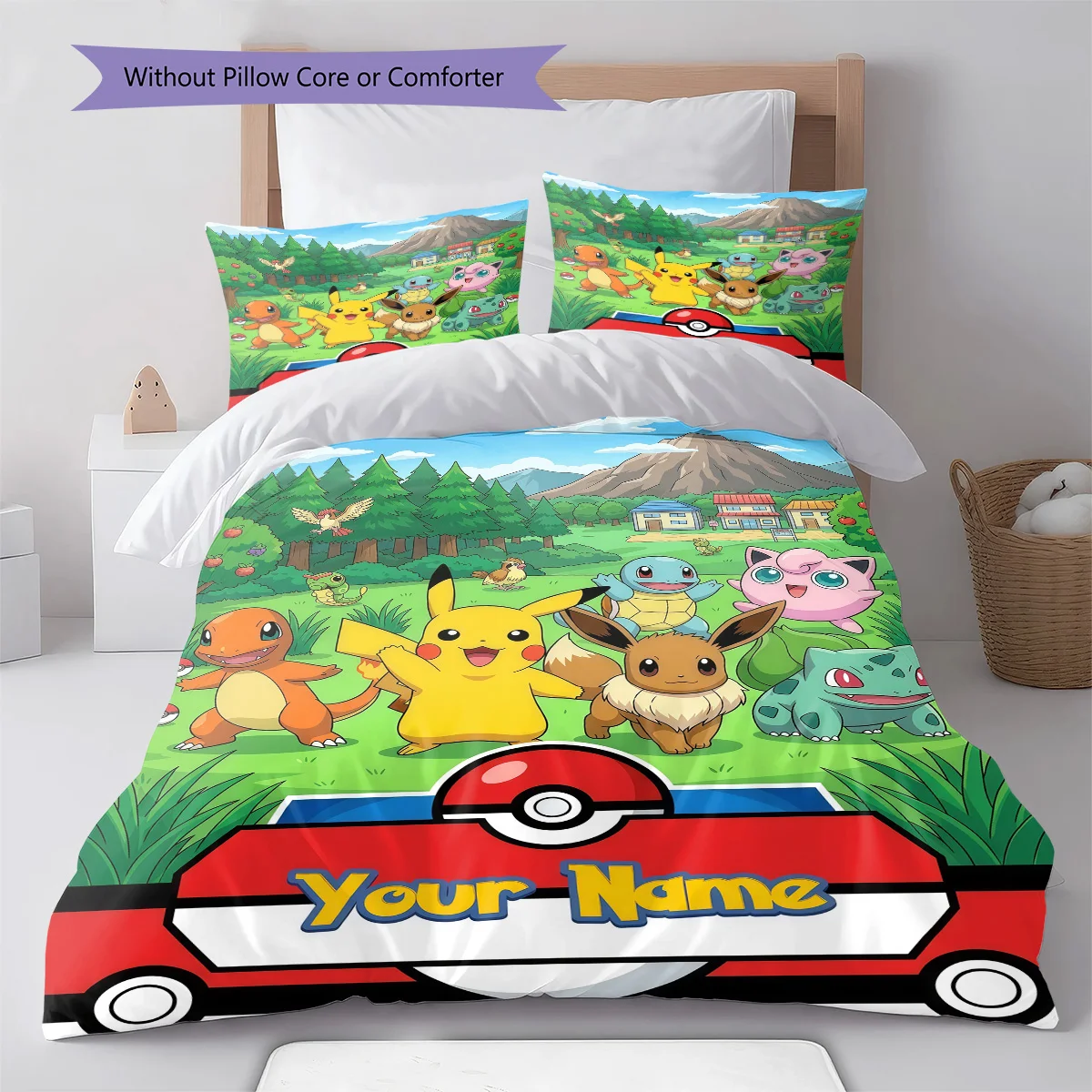 Pokemon Anime Custom Bedding Set Duvet Cover Pillowcase Soft Bedroom Decorative Home Textile -QJY
