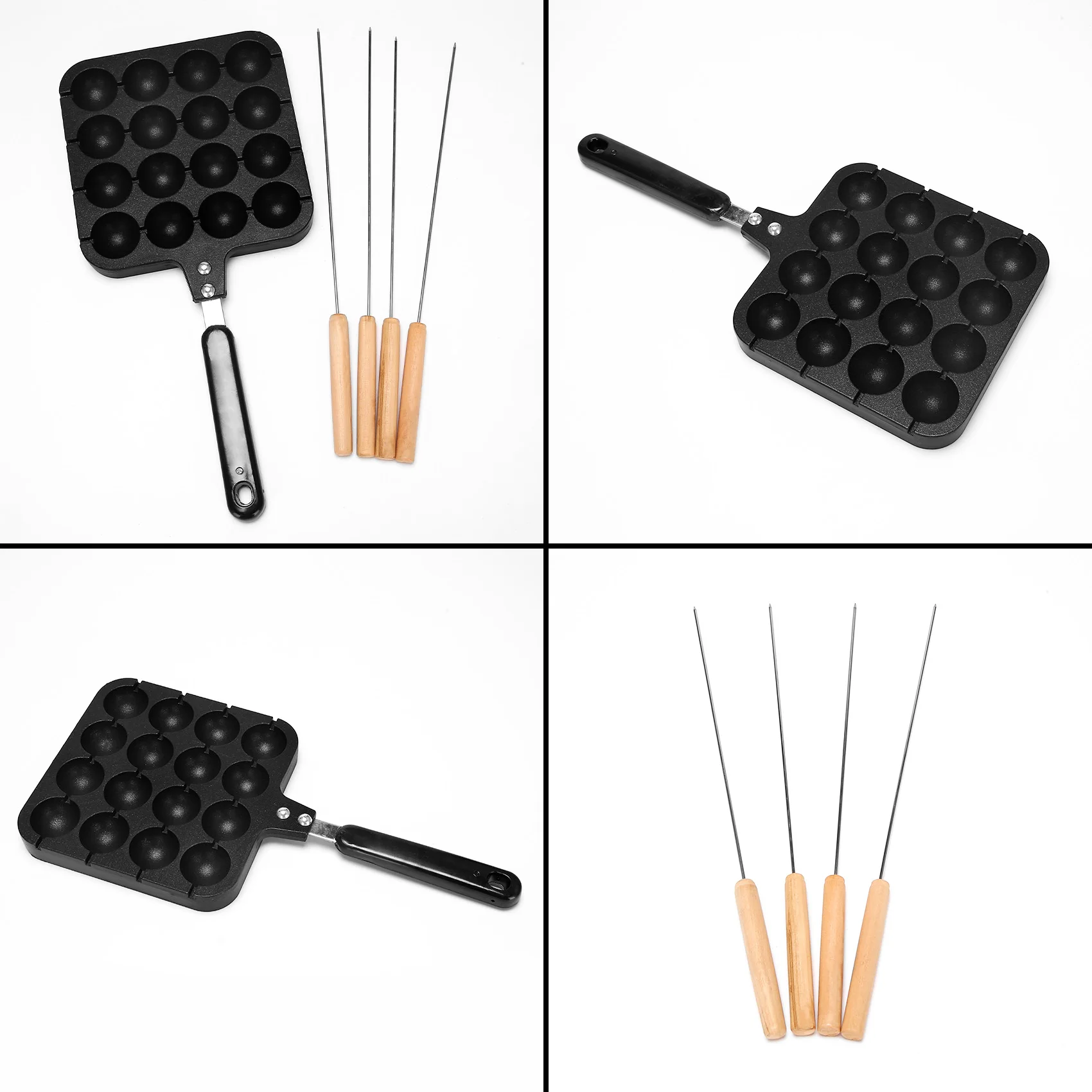 ELEG-16 agujeros de aluminio Takoyaki Maker Grill Pan placa de bola de pulpo cocina casera formas para hornear bandeja de molde herramientas de cocina para hornear
