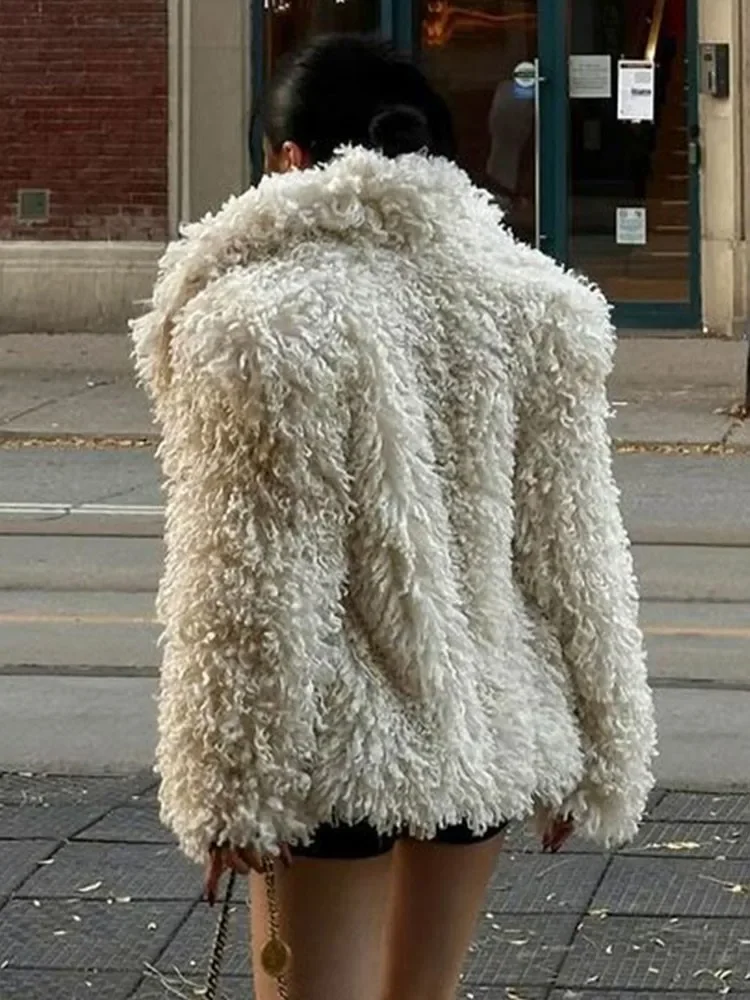 2023 überhöhte verdickte Kunst pelz jacken für Frauen Winter Turn-Down Kragen Jacke Langarm Soft Coat Lady Streetwear Oberbekleidung