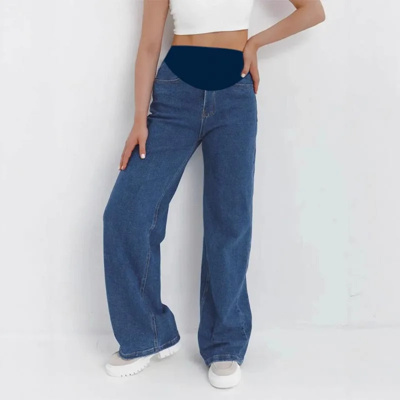 السراويل الأمومة الربيع / الخريف الدنيم السراويل زائد حجم السراويل واسعة الساق ملابس خارجية مستقيم الساق السراويل الأمومة #1