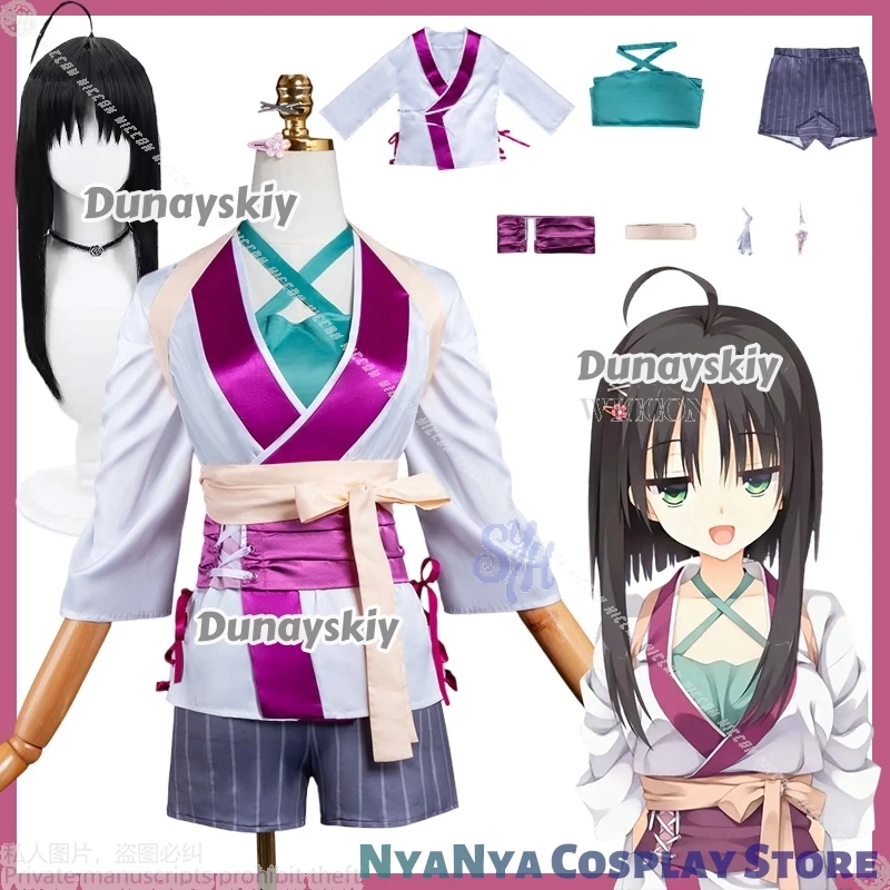 Hitachi Mako Cosplay Galgame Senren*Banka Anime disfraz Sexy Short Japanese Kimono Pants Lovely Kawaii Loli Wigs Halloween Party