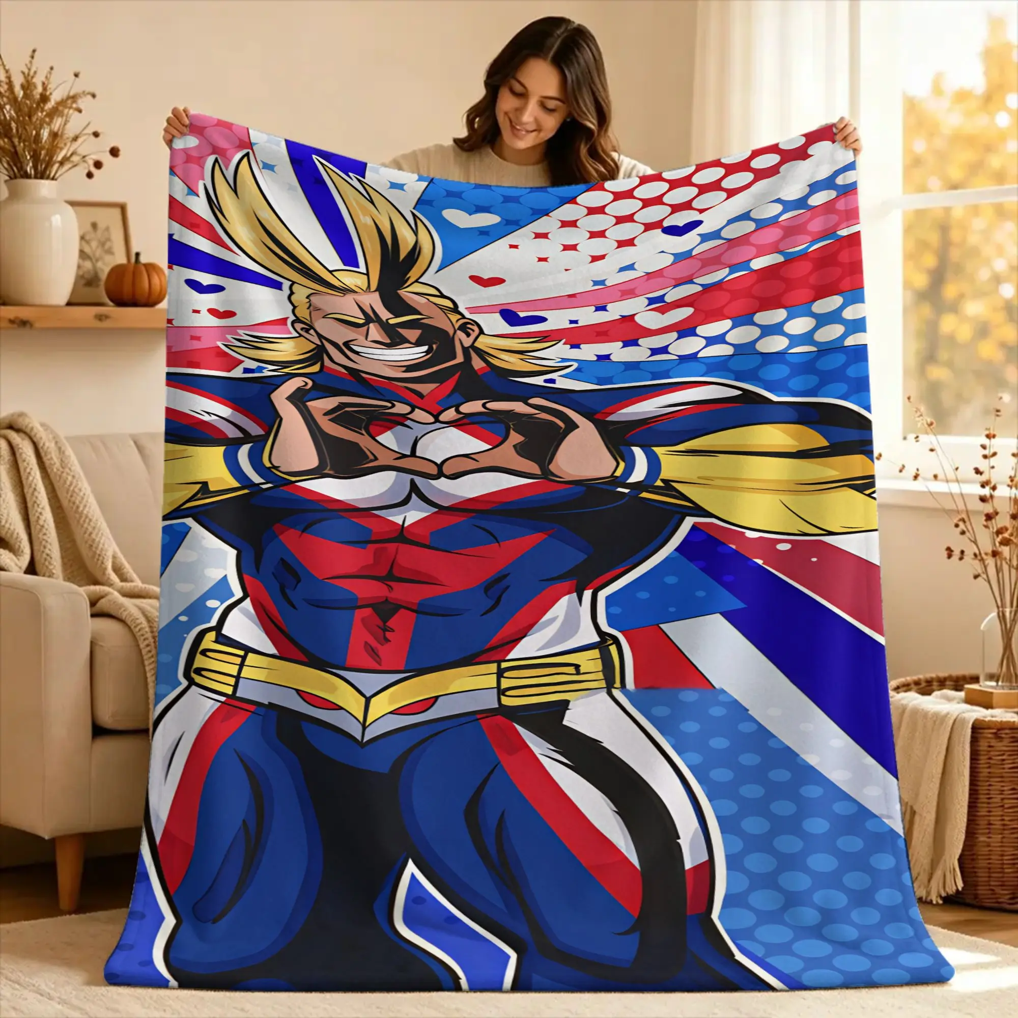 Toshinori Yagi All Might MHA   Flannel Blanket  Warm Soft Throw Blanket for Home Decor Decorative Funny Bedspread Sofa Bed Cover
