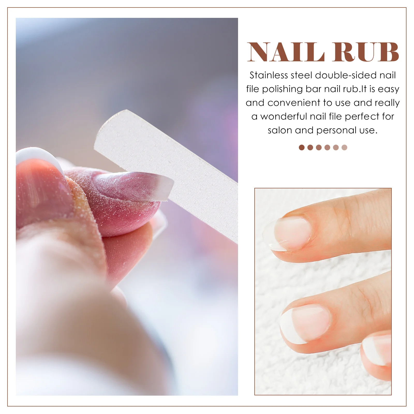 

Stainless Steel Nail File Lightweight Manicure Accessory Durable Double-Sided Polisher Easy to Use for Salon and Travel