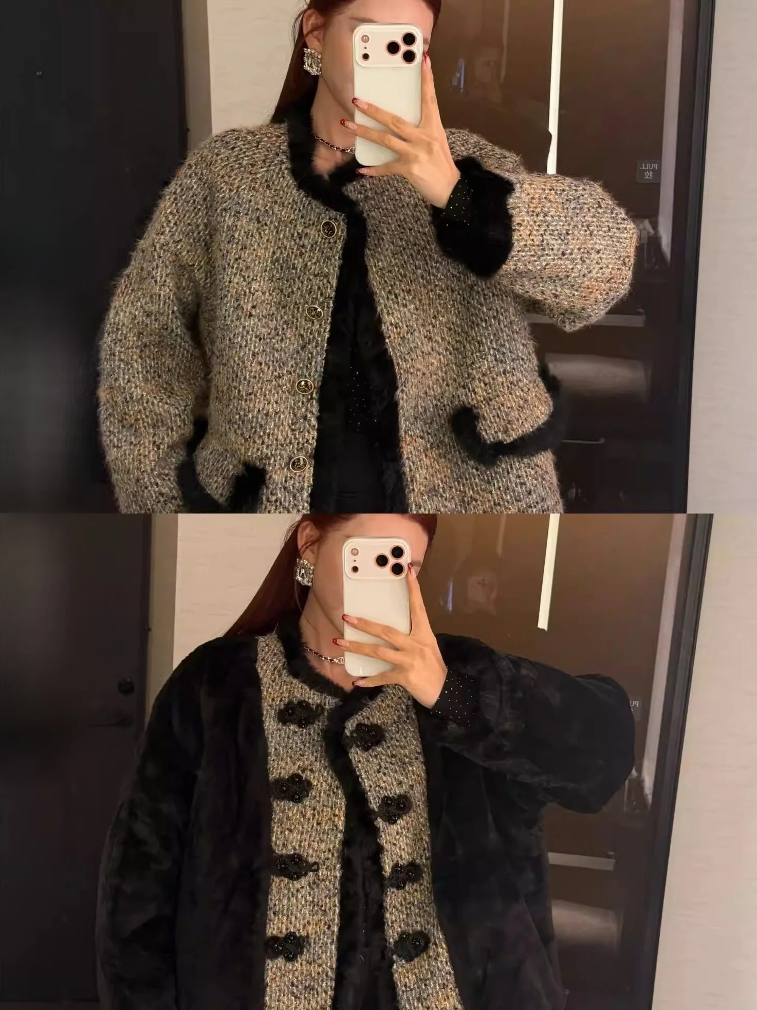 

Li Wan Jun New Year's Faionable Plaid Fce Lined Women's Outerwear ort Coat Ele Lady Sle Polyester Fiber