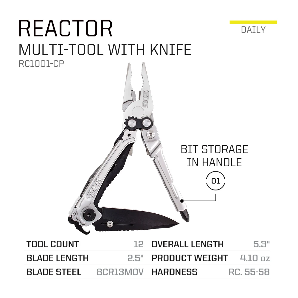 SOG Reactor Tactical Multi-tool Cutting Pliers Pocket EDC Folding Knife Outdoor Camping Tool Self-defense Portable Knives RC1001