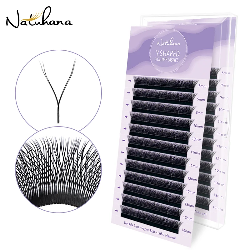 

NATUHANA 0.07mm YY Shape Eyelash Extensions faux Cils Two Tip C D L LU Curl Professional False Eyelashes Supplies Makeup Tool