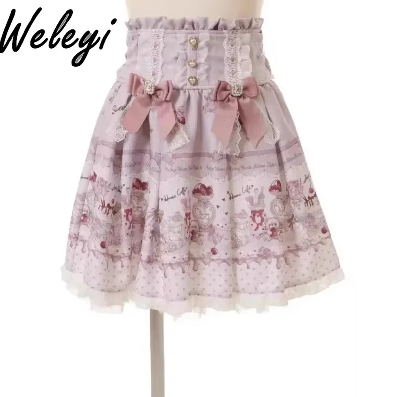 Japanese Woman Cute Skirt Set 2024 Fashion Mine Series Mass Produced Sweet Doll Collar Bow Embroidery Heart Shaped Two Piece Set