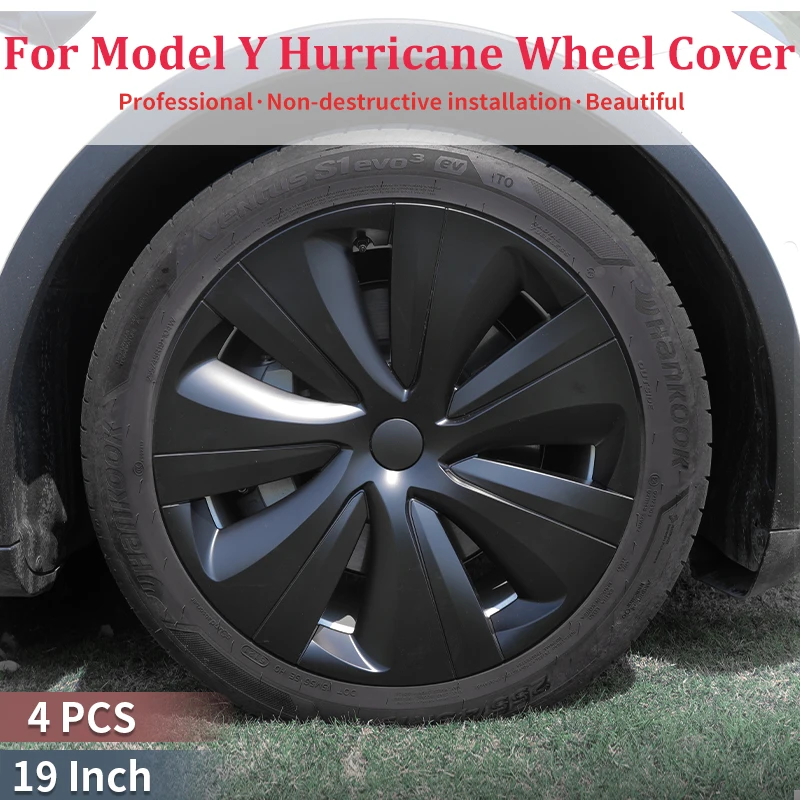 

4PCS Hub Cap Design for Tesla Model Y 2020-2024 Wheel Cover 19inch Hurricane Hubcaps Automobile Replacement Full Rim Accessories